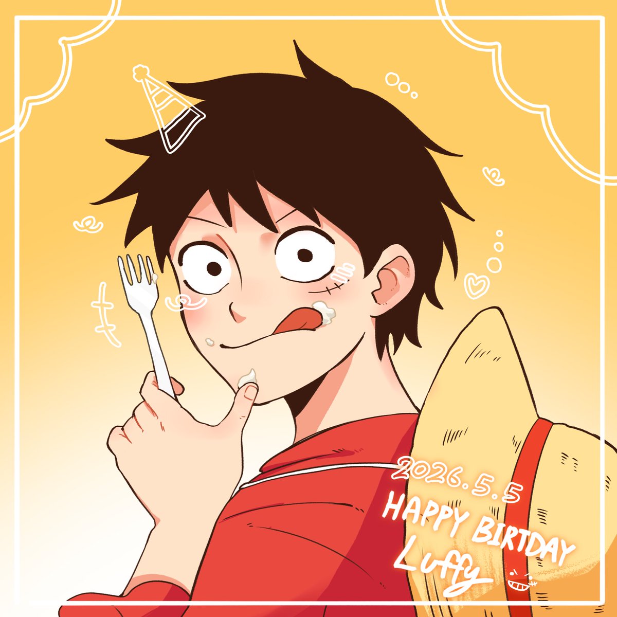 inkysub49's tweet photo. Happy birthday Luffy🎉👒🎂
#ONEPIECE
#Luffy 
#ルフィ誕生祭2026 https://t.co/qyNbDxMkhx