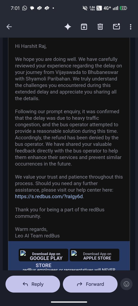 IamRajHarshit's tweet photo. @redBus_in 8hrs late due to heavy traffic?@redBus_in your agent asked me to buy new ticket and assured me refund.

Please I need my claim. https://t.co/e5nCj56vNu