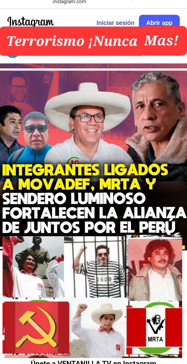 EmperatrizGut20's tweet photo. @jesusverdeL @exitosape 25 años que los Zurdos-Caviares vienen ELIGIENDO Presidentes Antifujimoristas “TODOS DELINCUENTES”, Dejando CAOS ECONÓMICO e INSEGURIDAD…Hoy, el NUEVO TERRORISMO “ATEO”=MOVADEF=JP buscan la Toma del Poder,.. APROVECHÁNDOSE de “La DEBILIDAD DEMOCRÁTICA de nuestro País para 💣" https://t.co/pllWYgM1uL