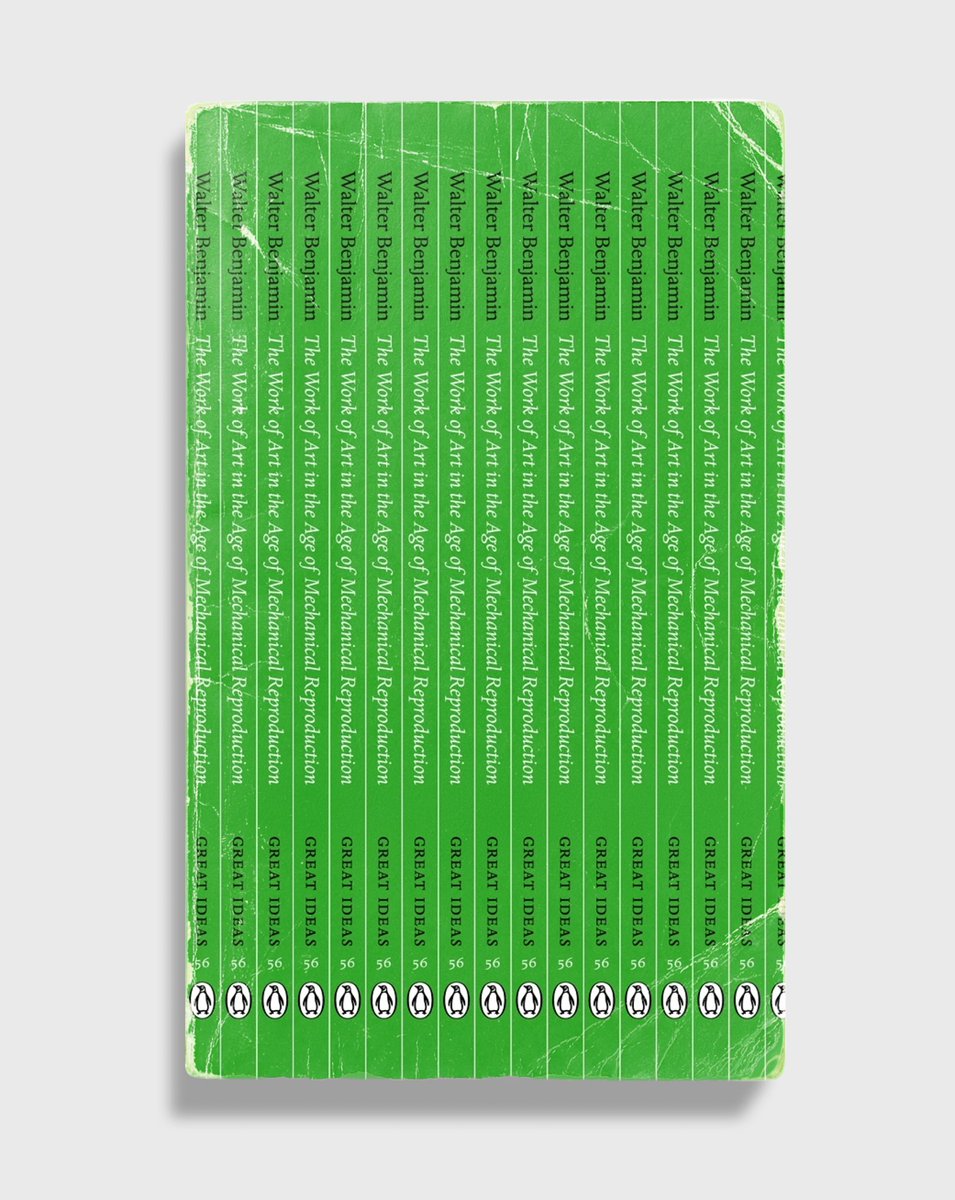 oliverhamrin's tweet image. This is a brilliant book cover.

Penguin’s 2008 release of "The Work of Art in the Age of Mechanical Reproduction" (W. Benjamin, 1936).

By David Pearson / @typeasimage.