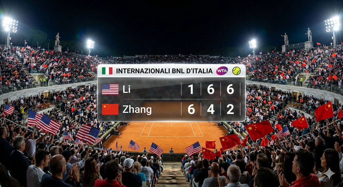 JuanPTeixeiraCM's tweet image. WTA Masters 1000 de Roma 🎾🇮🇹 | Ronda 1️⃣

Final del partido en el Campo Centrale 

Li 🇺🇸 1️⃣ 6️⃣ 6️⃣
Zhang 🇨🇳 6️⃣ 4️⃣ 2️⃣

#WTA #Masters1000 #Roma #InternazionaliBNLDItalia #Li #Zhang #EstadosUnidos #EEUU #USA #China