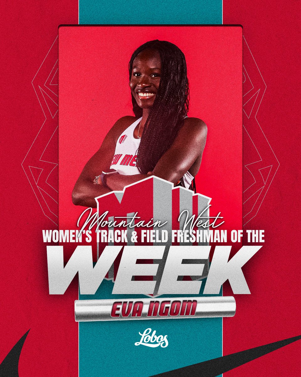 UNMLoboXCTF's tweet photo. After a third straight PR for a new UNM record and the Mountain West lead, Eva Ngom is once again your 𝐌𝐖 𝐖𝐨𝐦𝐞𝐧’𝐬 𝐅𝐫𝐞𝐬𝐡𝐦𝐚𝐧 𝐨𝐟 𝐭𝐡𝐞 𝐖𝐞𝐞𝐤 🥳 https://t.co/QBuVAy6Lo1