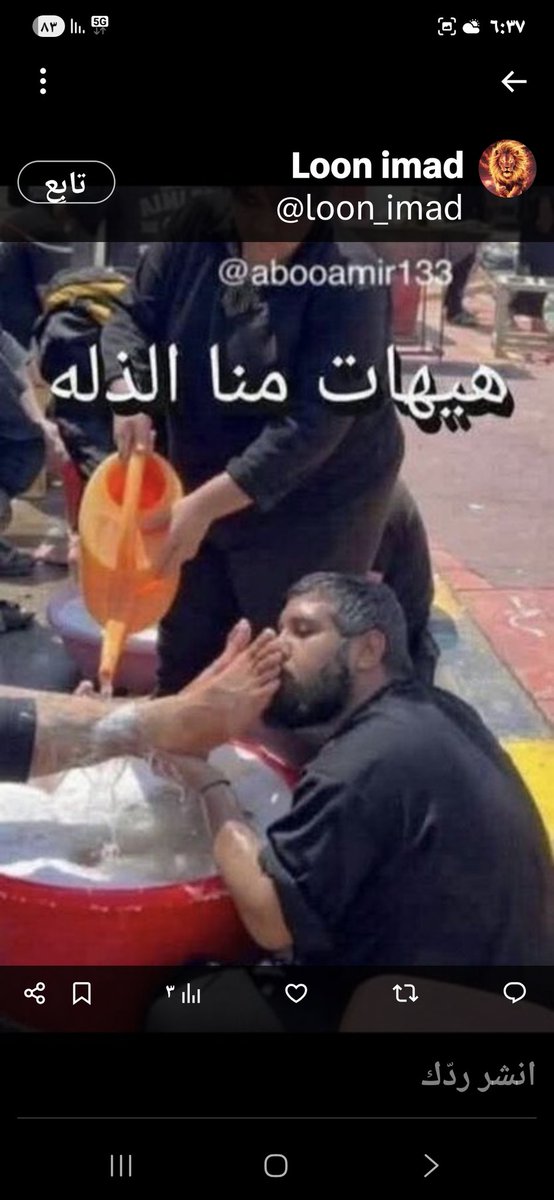 abomotared1's tweet photo. @Sir_Karar كل تب يا ايه المجوسي 
خلك في لعق احذية المجوس زوار خربلا الشرفاء في العراق ذهبو مع الشهيد البطل صدام حسين رحمه الله ولم يتبقى الا ذيول المجوس خونة الدين والوطن والامه امثالك 
انطم ولك https://t.co/t1UH2znyEx