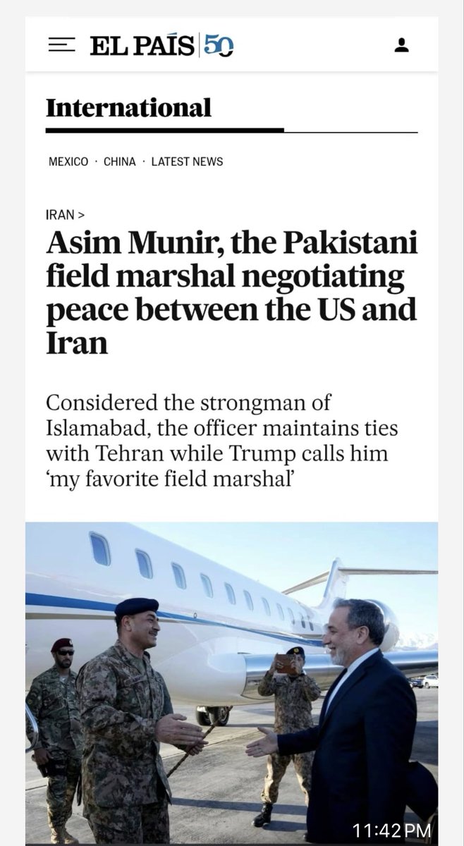 IntelPk_'s tweet image. The largest circulated newspaper of Spain lauds Field Marshal Hafiz Syed Asim Munir role as mediator between Iran and US.
The article covers the story of Field Marshal and his outstanding achievements both in military, economy and diplomatic fields

share.google/3T4JekOdRDBi93…