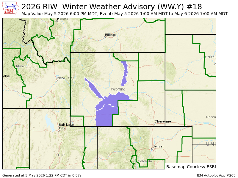 RIW continues Winter Weather Advisory (Bighorn Mountains Southeast, East Sweetwater County, Green Mountains and Rattlesnake Range, Wind River Mountains East [WY]) mesonet.agron.iastate.edu/vtec/f/2026-O-…
