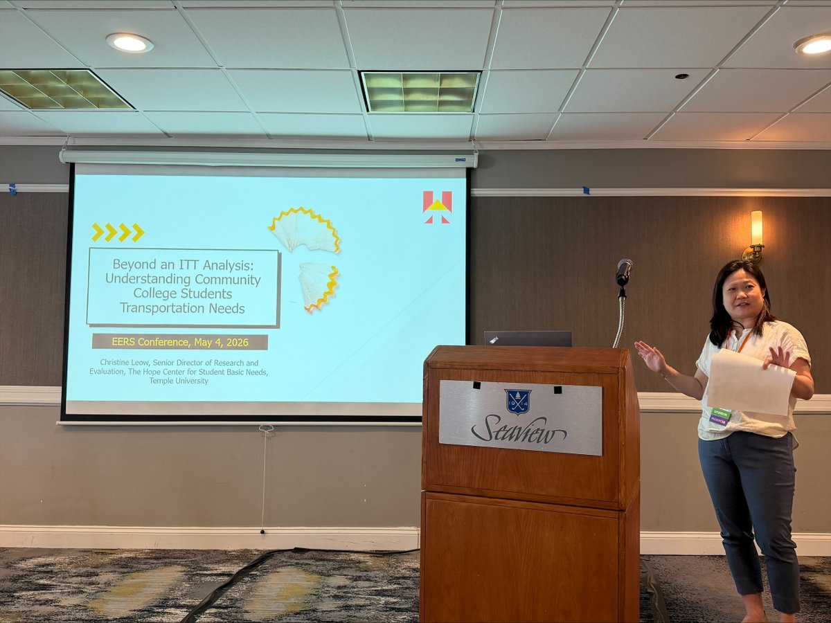 hope4college's tweet photo. Earlier this week, our incredible research team took the stage at the #EERS26 Conference to share findings from our @kresgefdn-funded work on community college students’ transportation needs.

Getting to class shouldn’t be the barrier to staying in it. https://t.co/mm6p6NWEzX