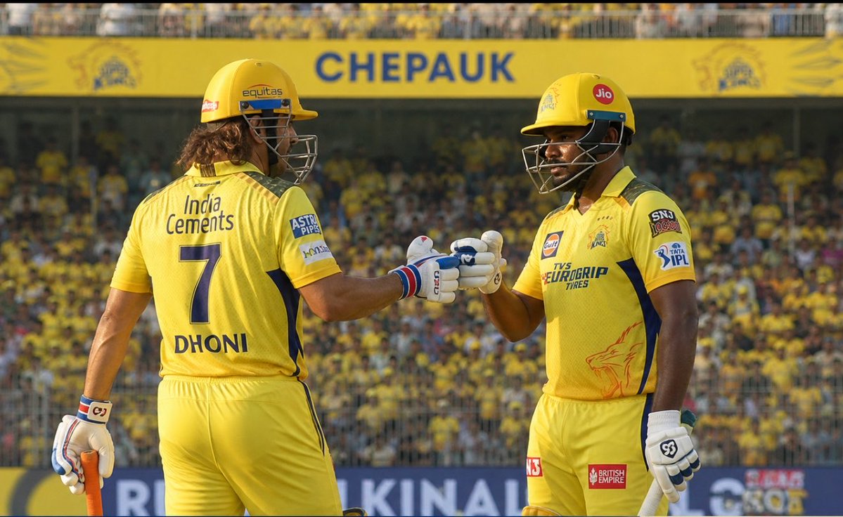 xbhuvaneshx's tweet image. One Last Dance at Chepauk… 

Thala 🥹&amp;amp; Chetta 💛

#CSK #MSDhoni #SanjuSamson #IPL2026
#CSKvLSG