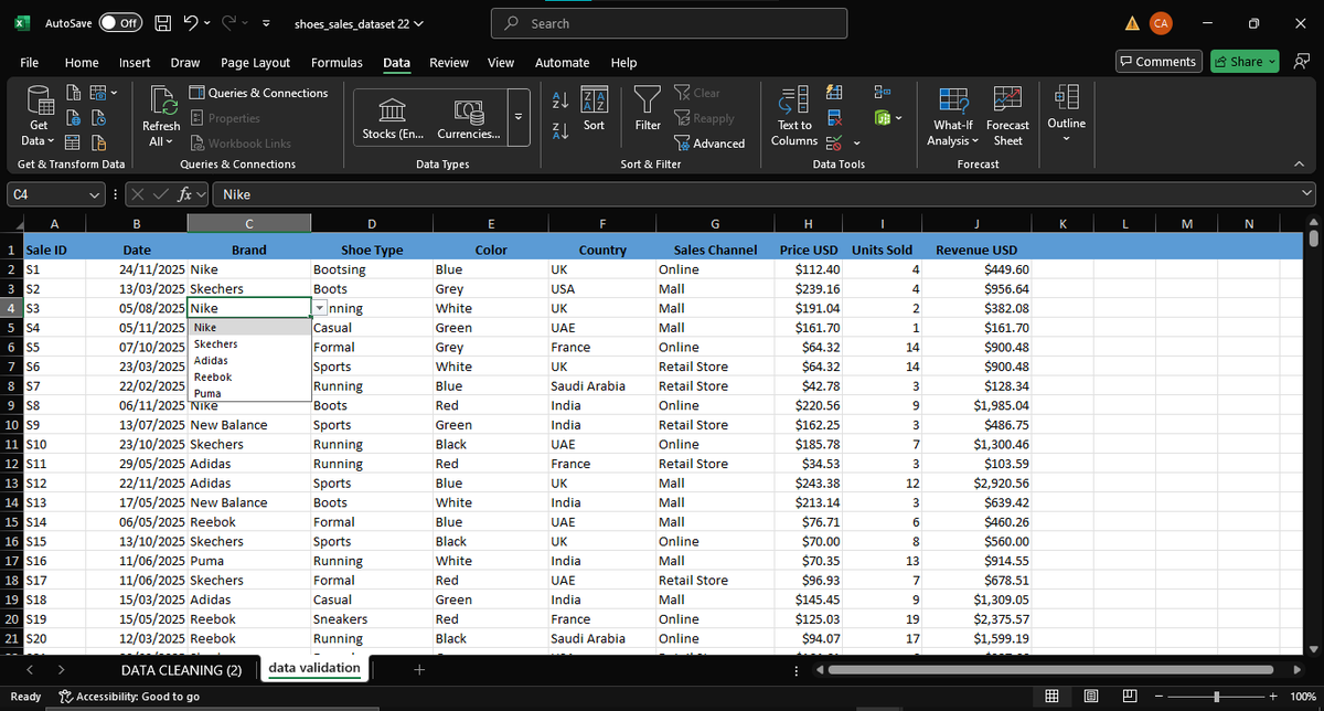 xynthianaaa's tweet photo. Day 7✅ of the  #HTTDatachallange continued with taking control of our data Inputs, you see its not about inputing data but making sure your data meets a specific criteria. Used columns c to show how to take control and Validate your data.
#DataValidation
#Dataquality https://t.co/5OZTaekZXX