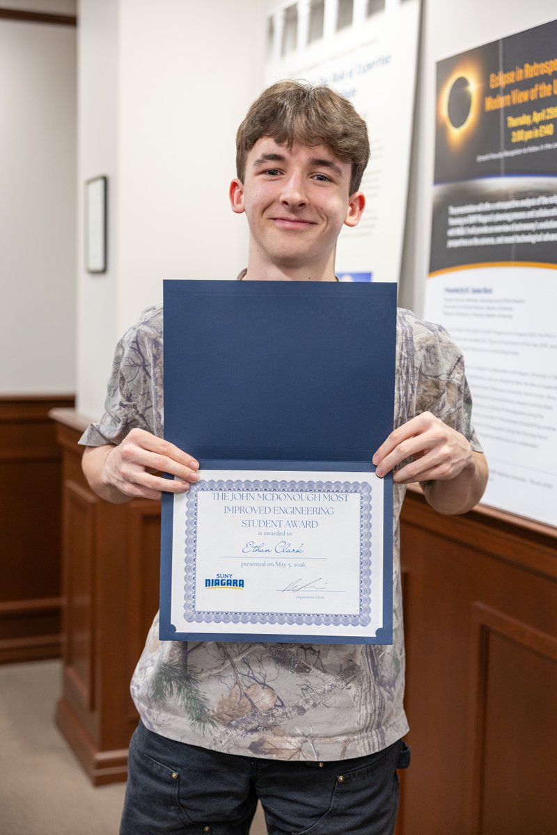 SUNYNiagara's tweet photo. Congratulations to our Mechanical &amp; Aerospace Engineering students, Joseph Byrne and Ethan Clark, on receiving department awards today! 🎉 https://t.co/aZagl1J3LY