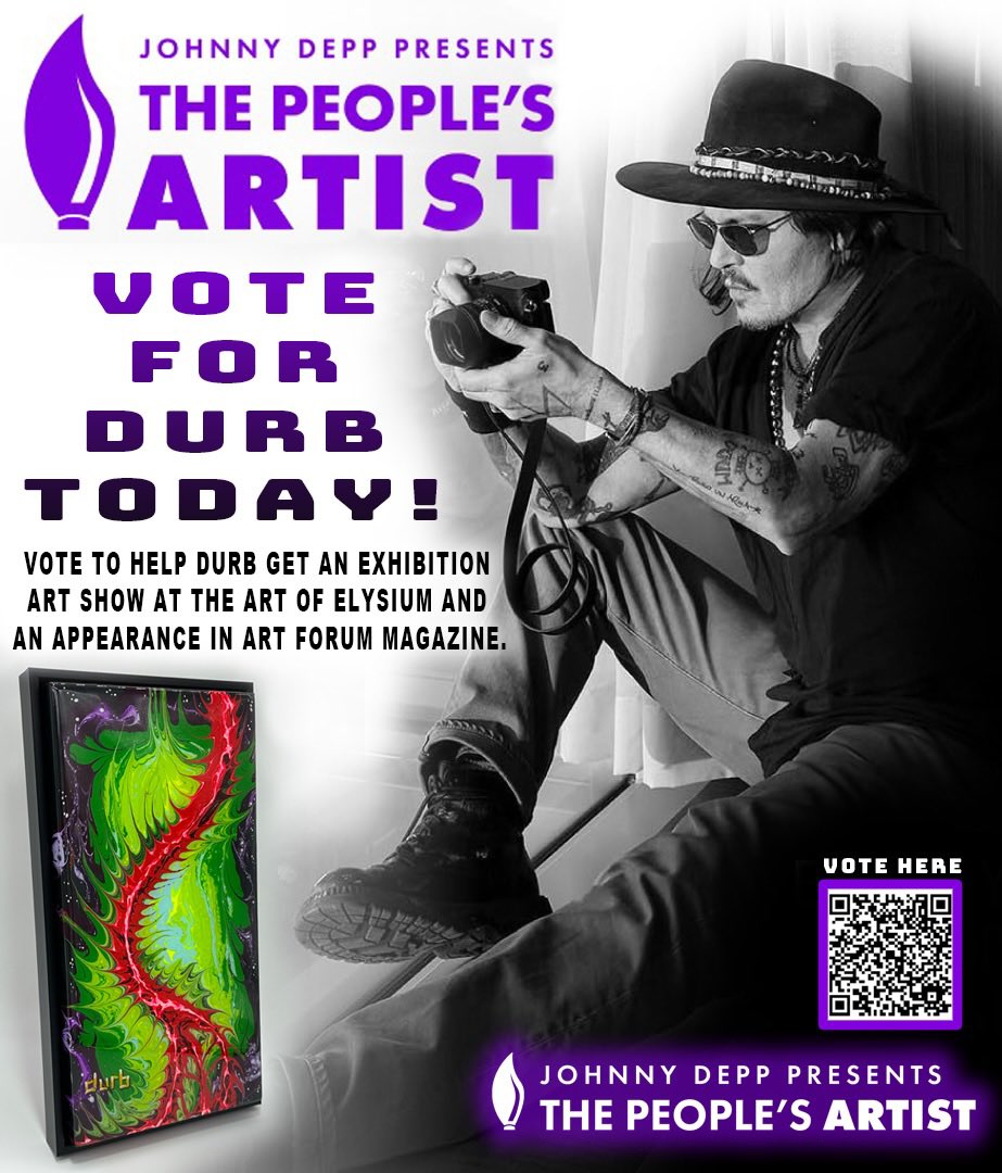 HellCity's tweet photo. VOTE EVERYDAY! You can vote 1X a day for @Durb_Morrison on the @johnnydepp and @officialpeoplesartist art contest! Your support means everything and thanks in advance for your vote!

🗳️ PLEASE VOTE HERE👉🏼 https://t.co/NkJdAlkt7V https://t.co/cfwZjWGDNZ
