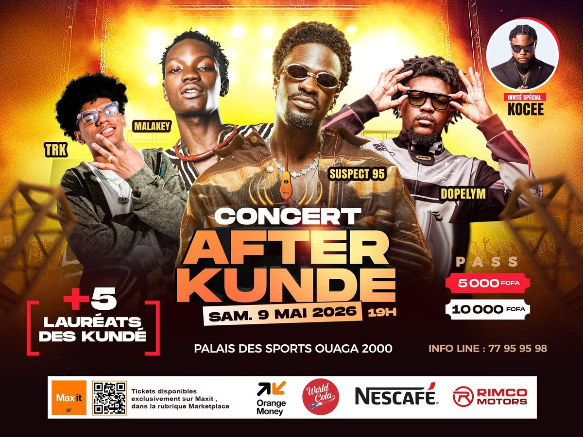 Suspect 95 au pays des hommes intègres ⚡️⚖️
RDV à Ouagadougou pour un peu de MOYOOOYOOOO 🎶