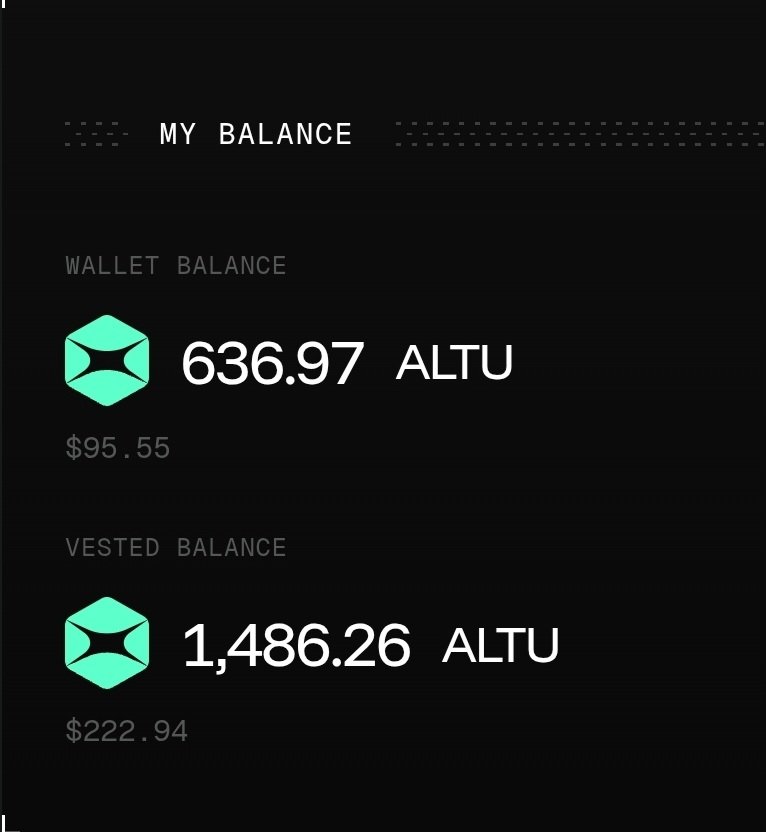 Owsow_'s tweet photo. yieldrun S4 is live 👾

updated stats
• ALTU: 637($96)
• vested ALTU: 1,486($223)
• made extra 911.4 ALTU($136) from S3
• i have some extra rewards in AVLT on the way
• rank: 55(thanks to YTs)

S4's prize pool is $100,000 btw
@alturax >>> https://t.co/7VMUl0ipVJ