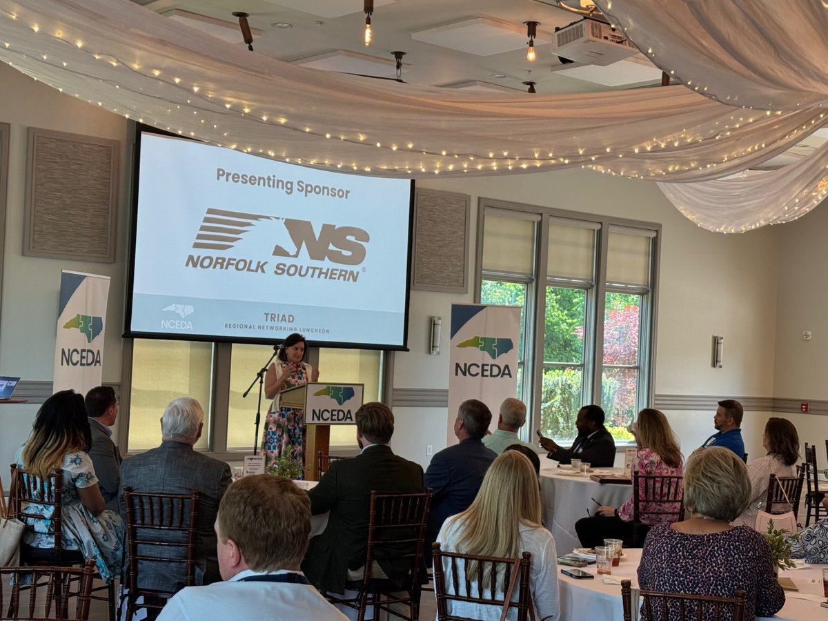 nceda_'s tweet photo. Earlier today in High Point, we hosted the 2026 Triad Regional Networking Luncheon, presented by Norfolk Southern. Kim Phillips with TREBIC offered insight into the infrastructure investments needed to keep the Triad competitive. See you next time!

#NCEDA #EconomicDevelopment https://t.co/i1kN8eJtXh