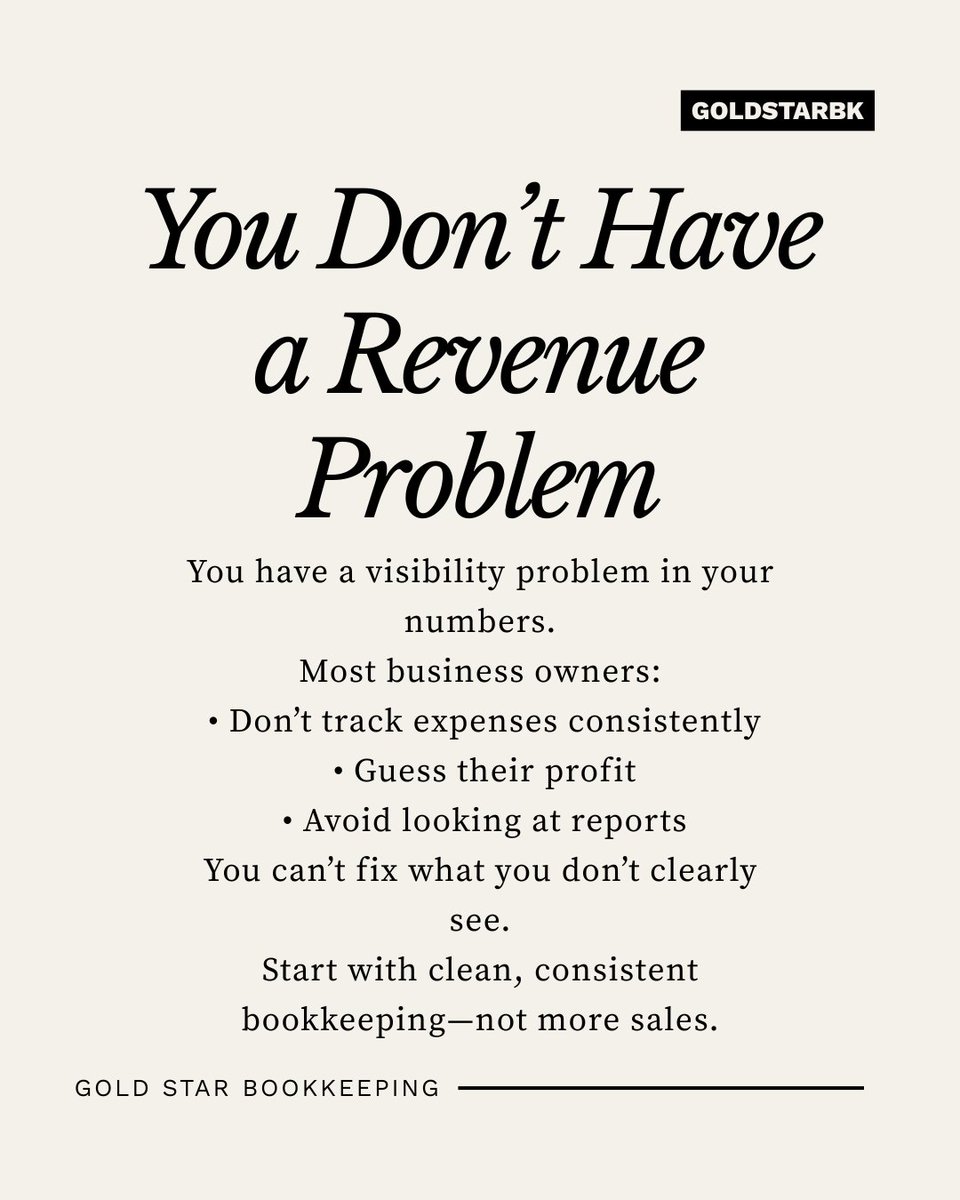 GoldStarBK's tweet image. Staying on top of your books helps you understand your numbers and avoid surprises.
-
#bookkeeping #revenue #smallbusiness