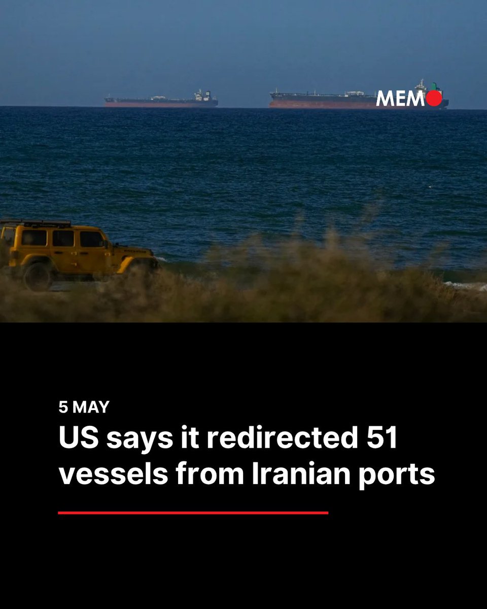 The US said Tuesday that 51 vessels attempting to enter or exit Iranian ports have been directed to turn around or return to port under its naval blockade.

“As of today, 51 vessels have been directed to turn around or return to port in order to stop commercial ships from