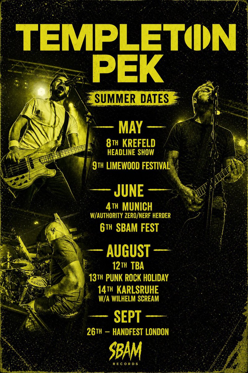 TempletonPek's tweet photo. We are looking forward to hitting the road again this summer! 

All Ticket links available in our link tree! 
More dates added soon! 
Hope to see you at a show! 
TP 

#festivalseason #punkrock #templetonpek https://t.co/IoEQMx9aXV