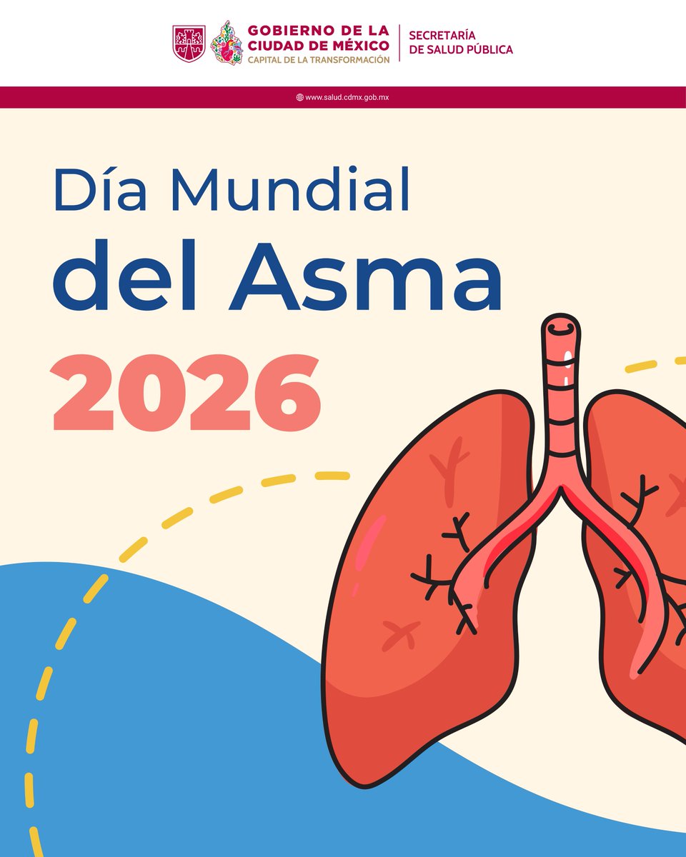 SSaludCdMx's tweet photo. Cada primer martes de mayo conmemoramos el Día Mundial del Asma, un padecimiento no transmitible que puede atenderse con tratamiento oportuno. ☝️
👀Descubre más sobre esta #Efeméride y compártela para que más personas la conozcan. 🙌
#Asma #YoMeCuido #Prevención https://t.co/F4SpR4Z33D