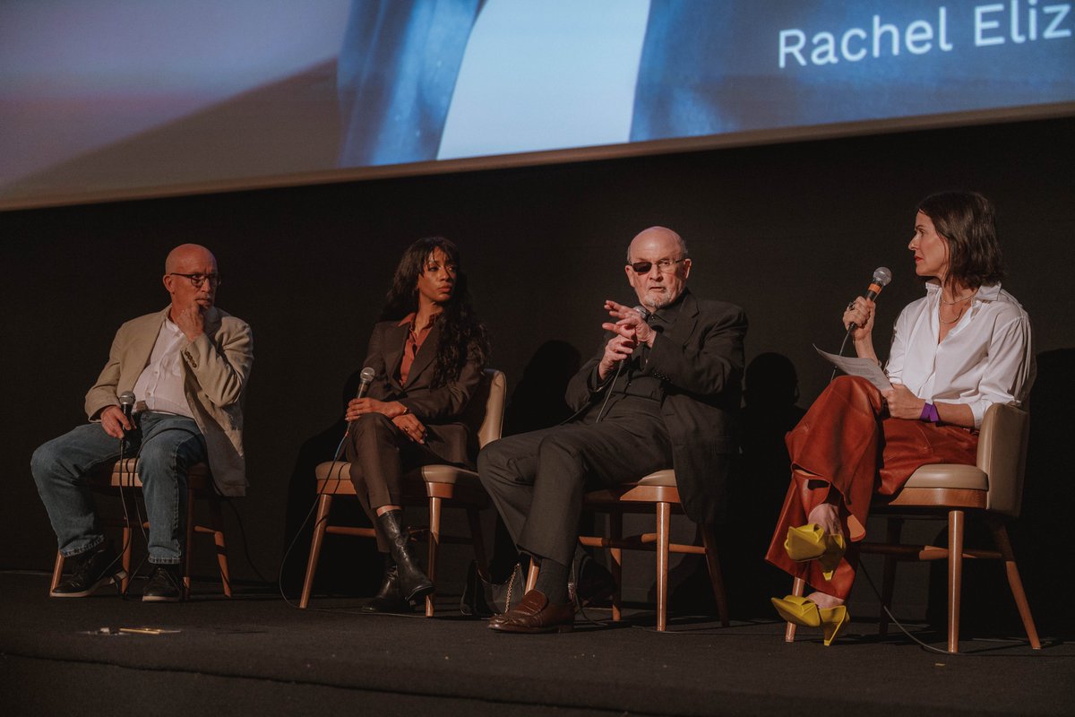 wearecmp's tweet photo. Celebrated novelist Salman Rushdie and Oscar-winning director Alex Gibney helped us close Doc10 2026 in style, screening their captivating new film KNIFE: THE ATTEMPTED MURDER OF SALMAN RUSHDIE and discussing it in Q&amp;A, alongside Rachel Eliza Griffiths and Bethany McLean. https://t.co/8osLJNDtrU