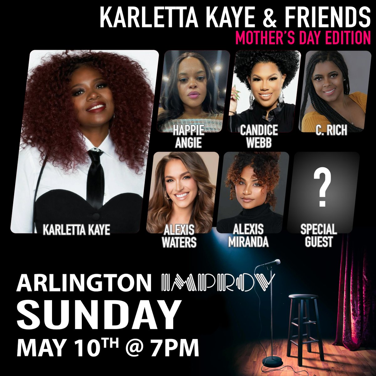 ImprovTX's tweet photo. @karletta.kaye and Friends is LIVE in ArlingtonTX this Sunday May 10th with her Mother's Day Edition! Get tickets with the link in our bio before she sells out with her friends, a special guest and never miss her live! https://t.co/jqsGEJlZnT