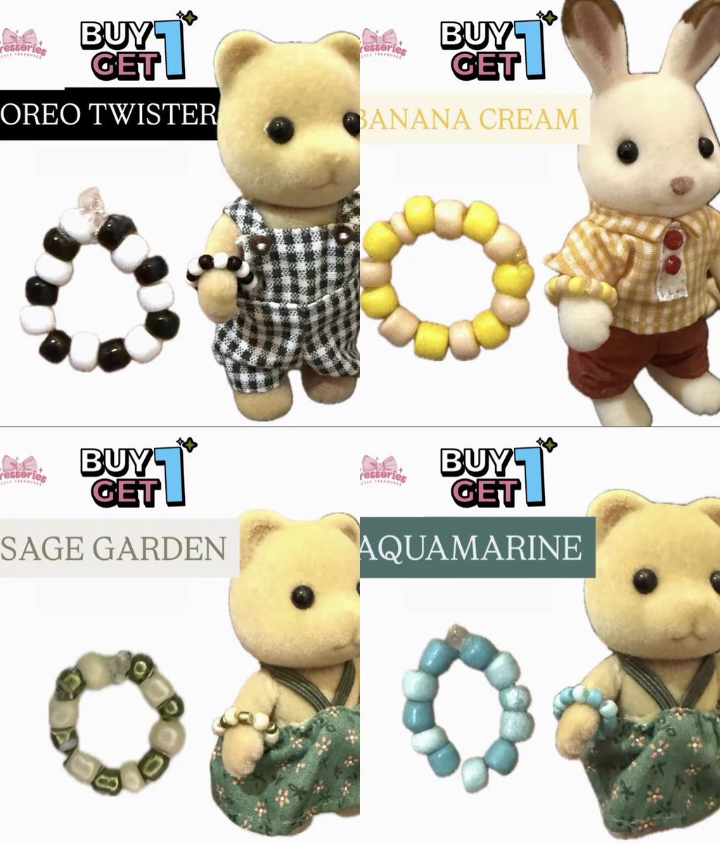 CRESSORIES's tweet photo. WTS BUY1 GET1‼️‼️
sylvanian families accessories

•Sylvanian bracelet🐰💗
•banyak bgt pilihan warnanya

💸ONLY 3K

✨handmade
✨aksesoris gelang khusus figur sylvanian

🛍️shopee only yaa:
https://t.co/4PGJy1sToQ

HELP RT https://t.co/J73amnFNka