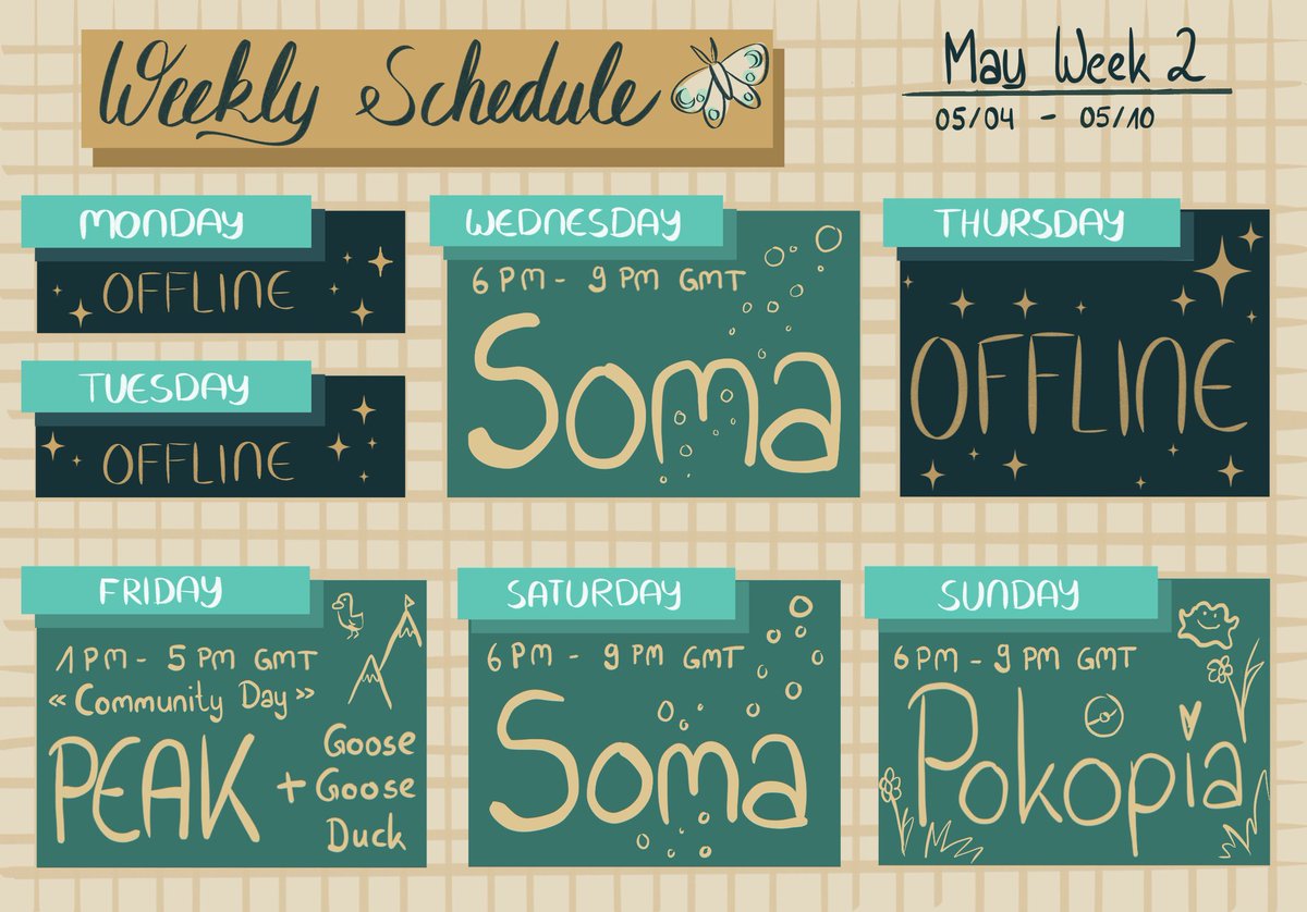Flufaye's tweet photo. My bad, I am super late again!
Here is this weeks schedule 💚🦋
Playing Soma and winding down with Pokopia! Also the first ever Goose Goose Duck stream with my community 🫶🏻
Take care everyone!
#FlufayeLive #VTubers #ENVTuber https://t.co/4tfuncgdOe