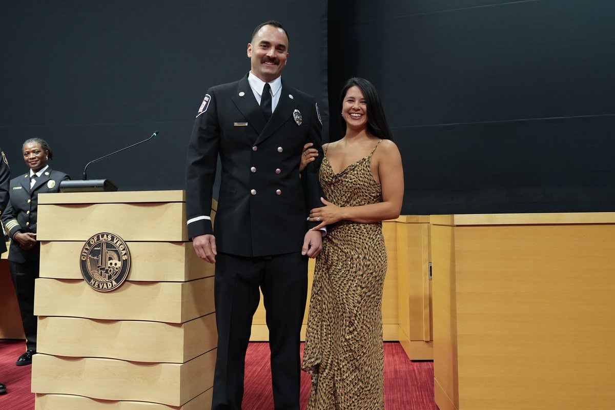 LasVegasFD's tweet photo. LVFR honored its newest promotees at the Bi-Annual Pinning Ceremony. 🏅During the event, LVFR members were recognized for their dedication &amp; achievements. The ceremony emphasized the technical expertise, commitment, &amp; diligence that each member contributes to the department.❤️ https://t.co/Bu2WRkd03h