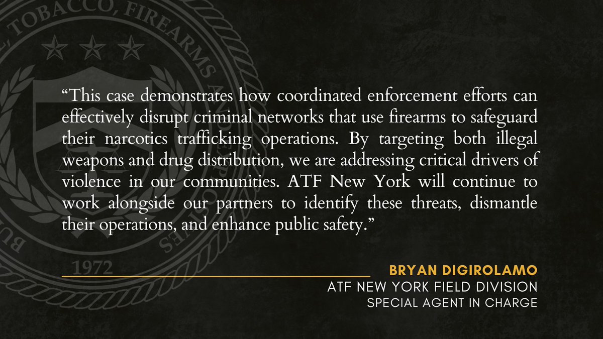 ATF NY is proud to work alongside our partners to disrupt networks fueling violence. SAC Bryan DiGirolamo recently spoke at a press conference hosted by the Orange County DA as they announced charges against 17 defendants in a complex investigation spanning NYC, NJ & the Hudson Valley. Thanks to all our local, state & federal partners - especially the Orange County DA, Middletown PD & Orange County Drug Task Force.
https://www.orangecountygov.com/m/newsflash/home/detail/2695
