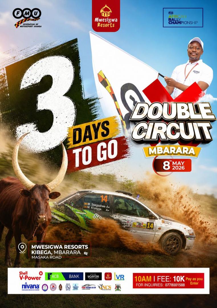 Namelessoffici7's tweet photo. 🌟🛵 *3️⃣‑day countdown* to the Double Circuit motorsport extravaganza at Mwesigwa Resorts, Mbarara. Powered by Shell V‑Power & KCB – call 0778001588 for inquiries.
#FIAARC
#PearlOfAfricaUgandaRally2026 #EquatorPosts @fia @FIM_live @USPAmedia @MotorsportUG @kcbbankug https://t.co/sY0SJ0YlEQ