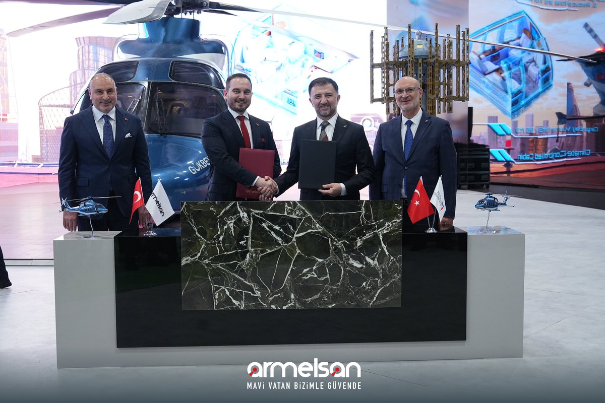 C4Defence's tweet photo. #SAHA2026 kapsamında, #ARMELSAN ve #TUSAŞ arasında gerçekleştirilen “#GÖKBEY ve ORKUN-2053 Helikopter Daldırma Sonarı Entegrasyonu İşbirliği İmza Töreni” yapıldı.

İş birliği; hava ve deniz platformları arasında entegre kabiliyetlerin artırılmasına katkı sağlarken, savunma sanayiinde yenilikçi ve sürdürülebilir çözümlerin önünü açmayı hedefliyor.

🌐

Within the scope of #SAHA2026, the “#GÖKBEY and ORKUN-2053 Helicopter Dipping Sonar Integration Cooperation Signing Ceremony” was held between #ARMELSAN and #TUSAŞ.

This cooperation contributes to enhancing integrated capabilities between air and sea platforms, while aiming to pave the way for innovative and sustainable solutions in the defense industry.

@TUSAS_TR  @SavunmaArmelsan