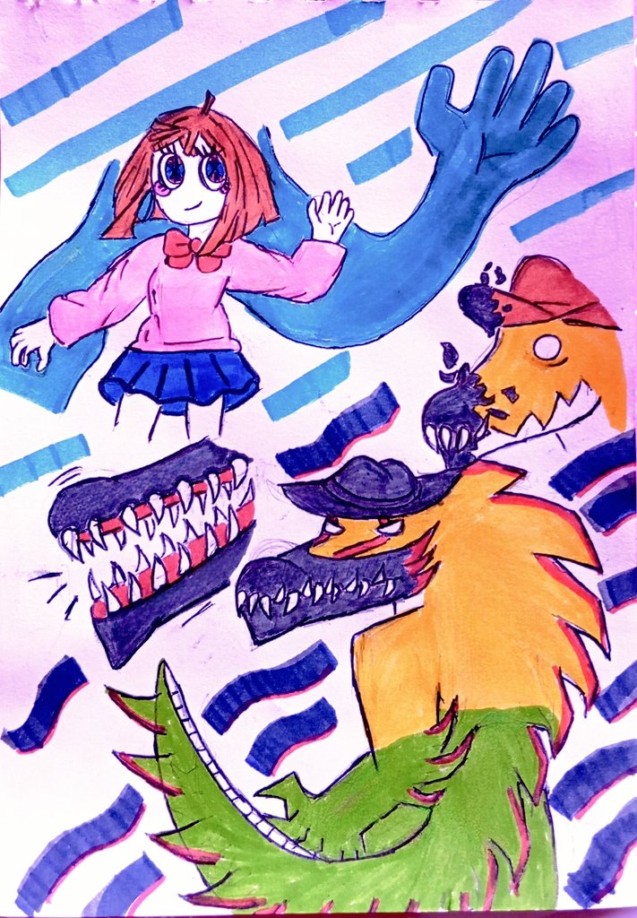 Rafynsantos's tweet photo. Tive essa ideia de unir Dandadan com TADC 😅( I had this idea of combining Dandadan with TADC) #Pomni #MomoAyase #Gummigoo #Okarun #TADC #DandaDan #fanartㅤㅤㅤㅤ https://t.co/DeuQEI3mwU