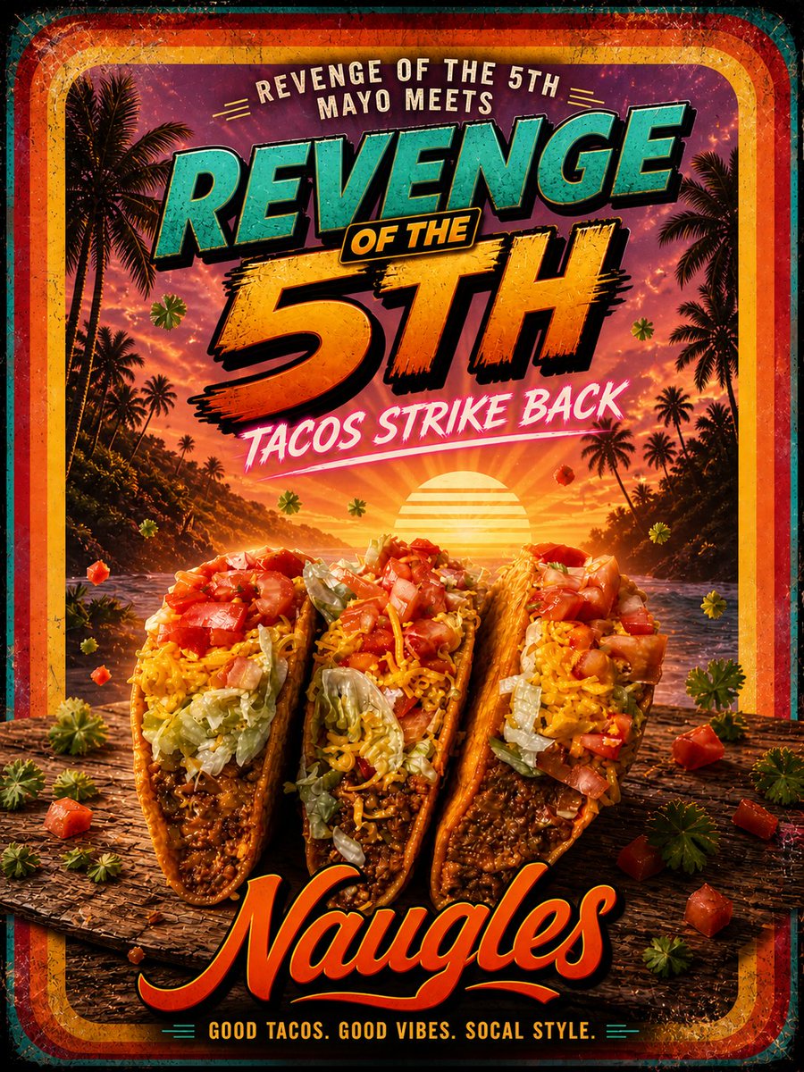 nauglestacos's tweet photo. Fear leads to hunger…
Hunger leads to tacos…
Tacos lead to happiness 🌮🔥
#CincoOfThe5th #TacoAddict #SoCalBites #Naugles #FoodMood https://t.co/7zuVjMIZG0