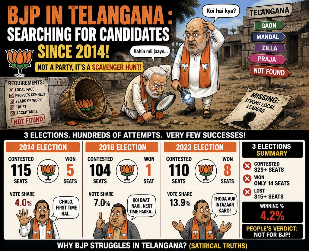 FAZExKRAN's tweet image. 3 elections… still searching 👀
Telangana voters are clear 😏
#Telangana #Hyderabad #Politics