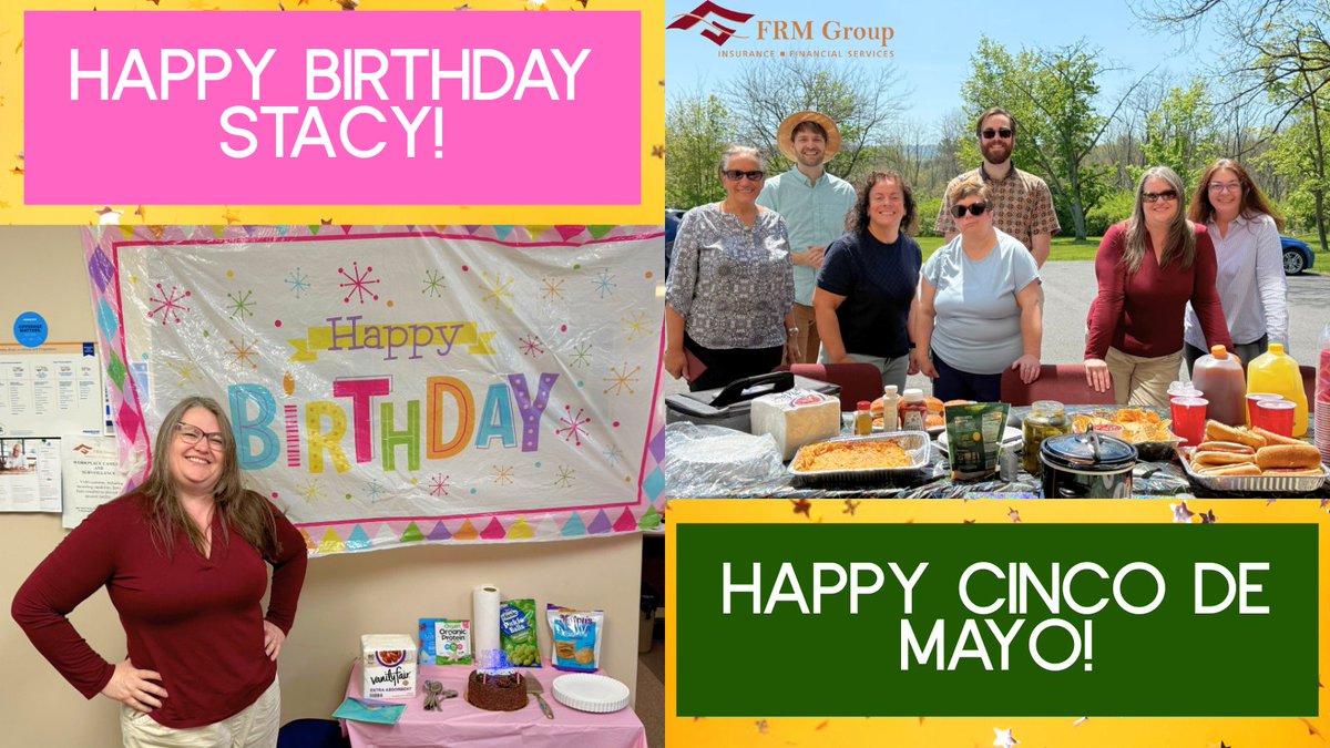 FraileyIns's tweet photo. Today we had double the reason to celebrate! 🎉 A very #HappyBirthday to Stacy Ferguson 🎂 and #HappyCincoDeMayo! 🌮

#ThinkFraileyFirst #FRMGroup #Insurance #PoconoProud #PoconoMtns #PoconoChamber #FraileyCoversYourHome #FraileyHablamosEspanol #WeProtectWhatMattersMost https://t.co/Tbco9h57cW