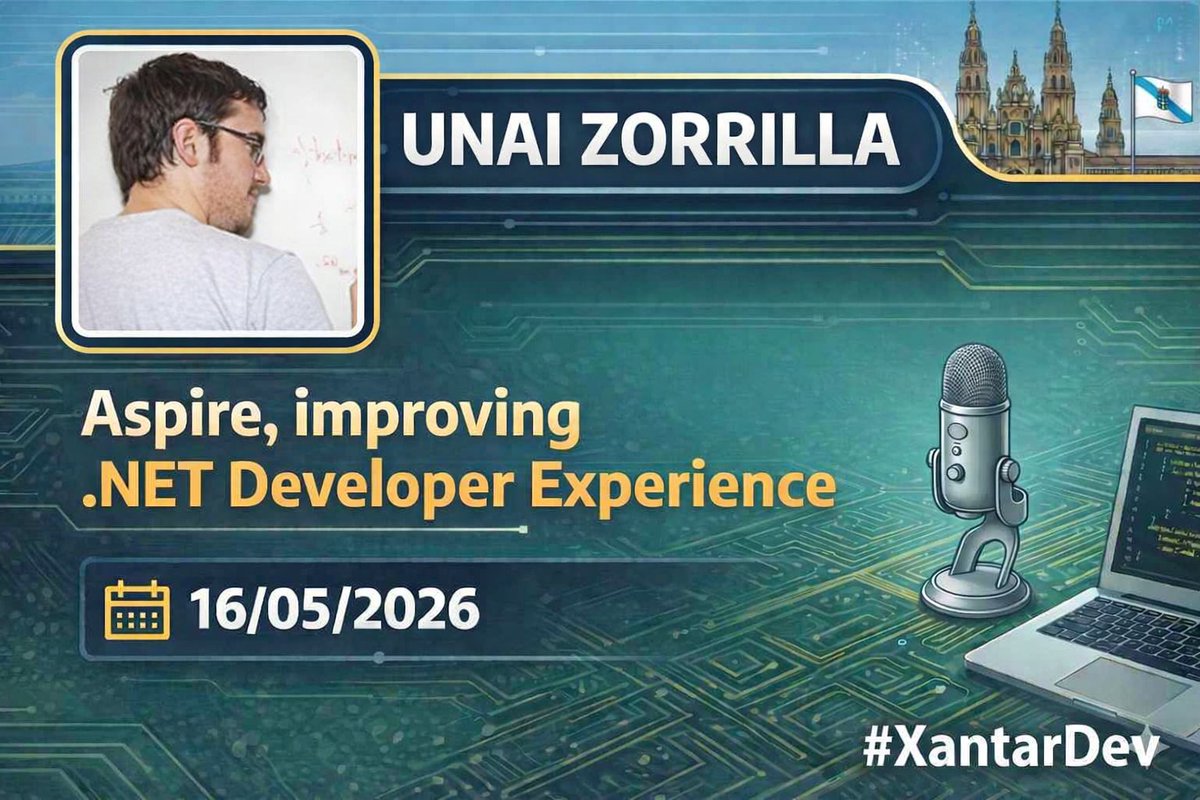 XantarDev's tweet photo. 🚀 Arranca la charla de @_unaizc_ sobre .NET Aspire. Preparad las neuronas. 👉 https://t.co/OMtNhkc8xO https://t.co/CG1pIW0uP3
