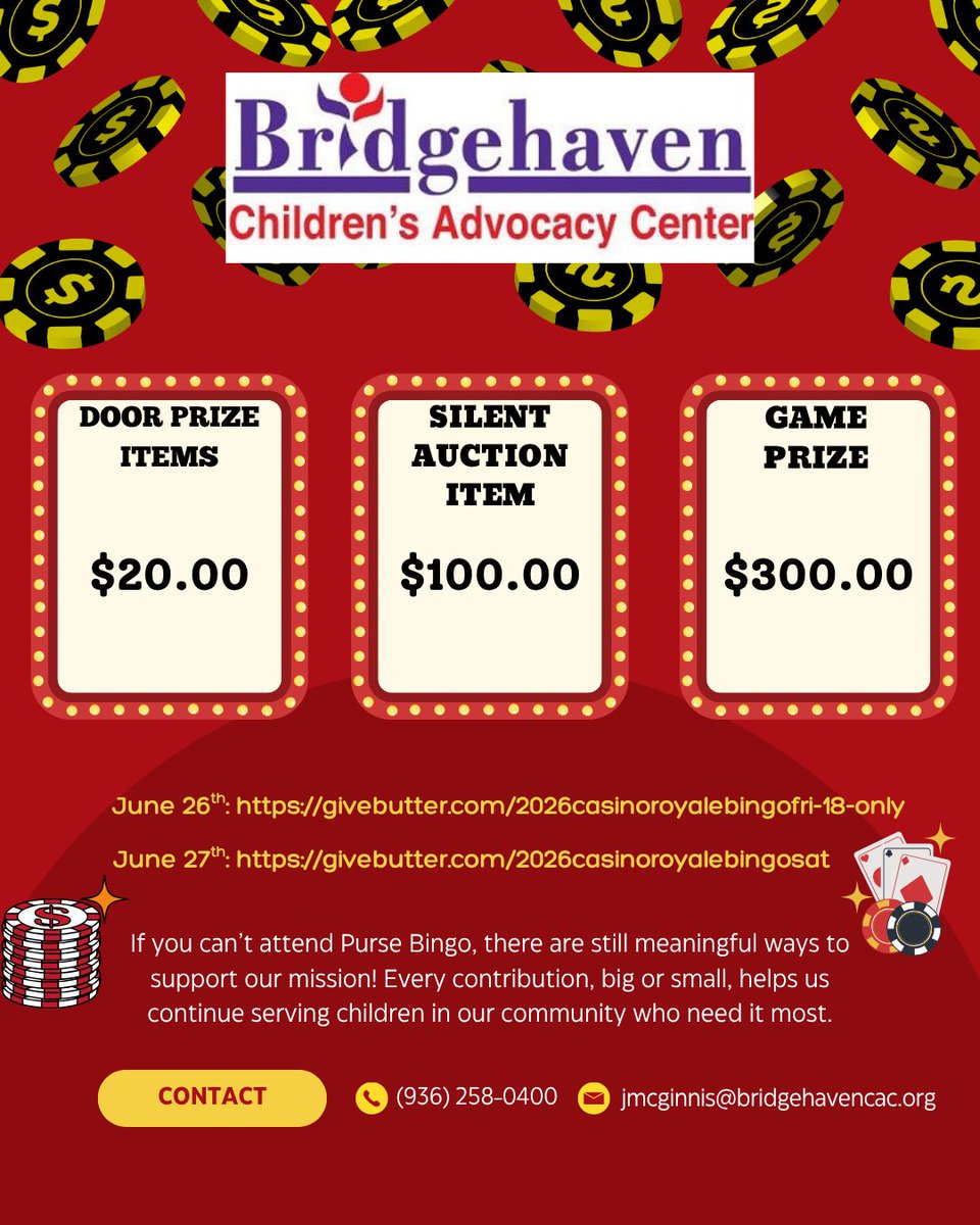 bridgehavencac's tweet image. Can't make Purse Bingo? Support us with prizes or sponsorships! 💜 Join the fun: givebutter.com/2026casinoroya… givebutter.com/2026casinoroya… 👛 #Support #PurseBingo