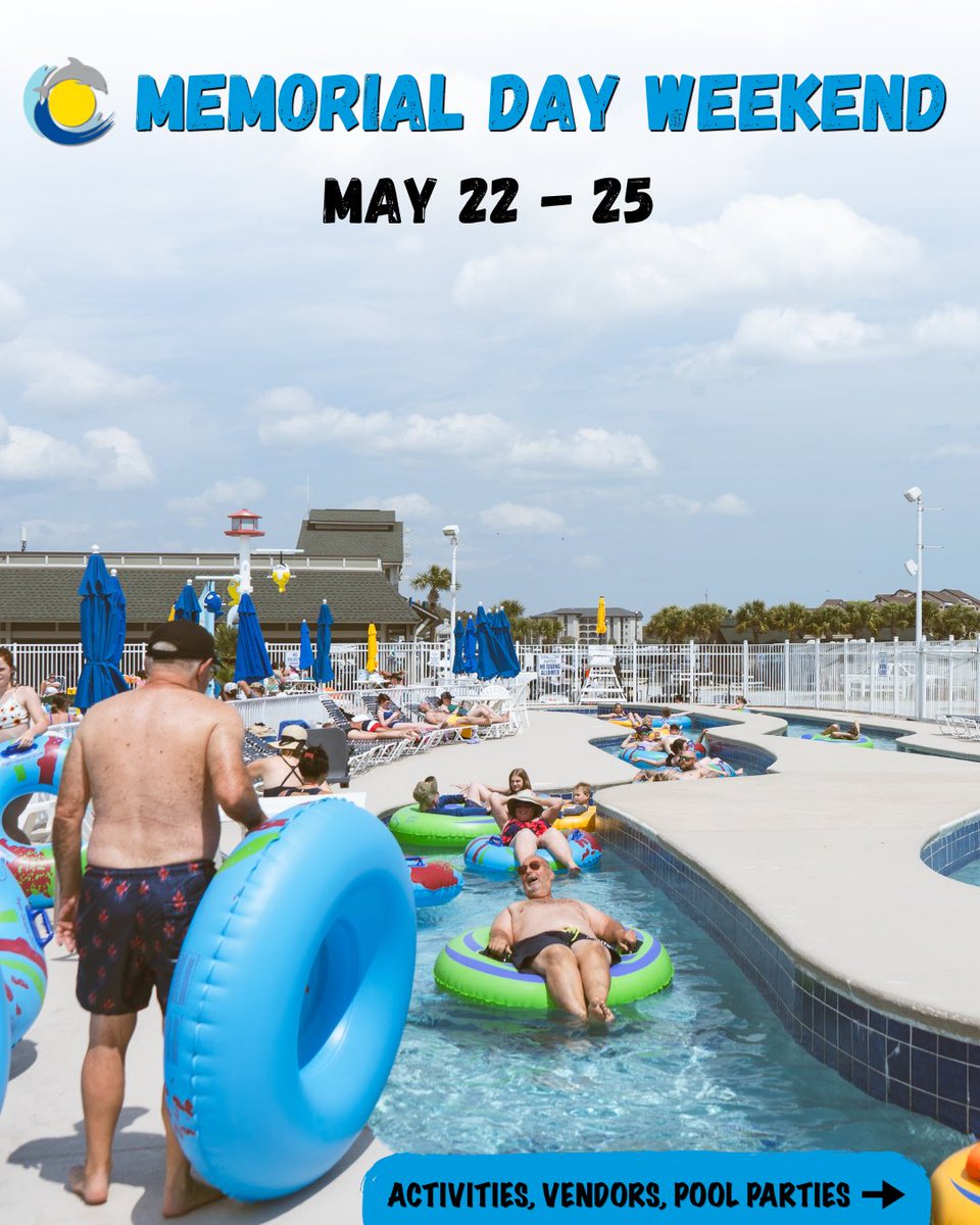 MBTravelPark's tweet photo. Kick off Memorial Day weekend with us 🇺🇸🌊 Crafts, pool parties, food trucks, &amp; so much more! This is a weekend you won’t want to miss. https://t.co/dscIhMErWD