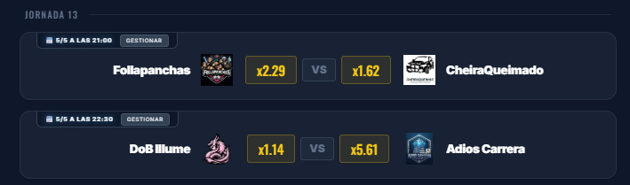 WargodsPremier's tweet photo. ¡Se viene una Jornada 13 de infarto!🔥
A las 21:00 arranca el duelo entre Follapanchas y CheiraQueimado. ¿Lograrán los favoritos imponerse o habrá sorpresa?⚔️

Y para cerrar la noche a las 22:30, DoB Illume contra Adios Carrera🚀

https://t.co/wvDd1bVjeC https://t.co/iag1tBSc0I