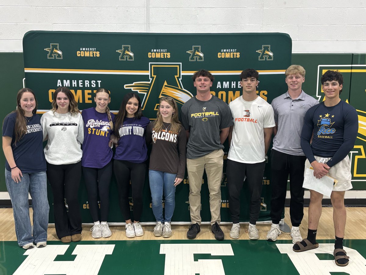SteelePrincipal's tweet photo. Congratulations to our nine students-athletes that are going to compete at the collegiate level next school year!!  
#JobWellDoneComets https://t.co/My2ARDqsge