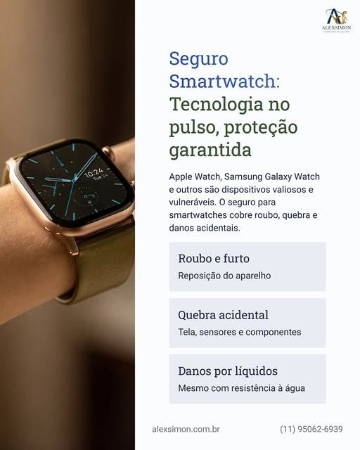 AlexsimonSeg's tweet image. Seu smartwatch é mais que um relógio, é tecnologia de ponta no seu pulso. Proteja-o contra roubo, furto e danos acidentais com um seguro específico. Use suas funcionalidades em qualquer lugar com total segurança.
#Smartwatch #Tecnologia #SeguroEletronicos