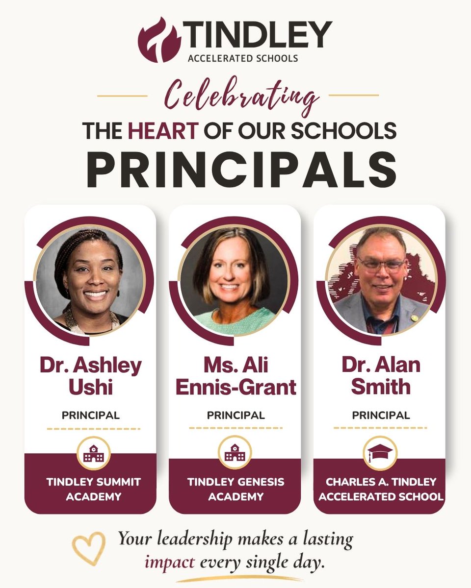tindleysummit's tweet photo. 🎉 Celebrating our principals at Tindley Accelerated Schools!
Thank you for your leadership, support, and impact on our scholars and educators every day. 💛
#CharterCheers #Tindley #NationalPrincipalDay https://t.co/ewkNNWbFkb