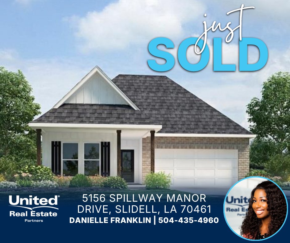 UREPartners's tweet image. Another one sold! 😎 Congratulations to Danielle Franklin on this recent sale! Interested in selling or purchasing a home? Call Danielle today at 504-435-4960. #RealEstate #ForSale #JustSold #Slidell #Louisiana