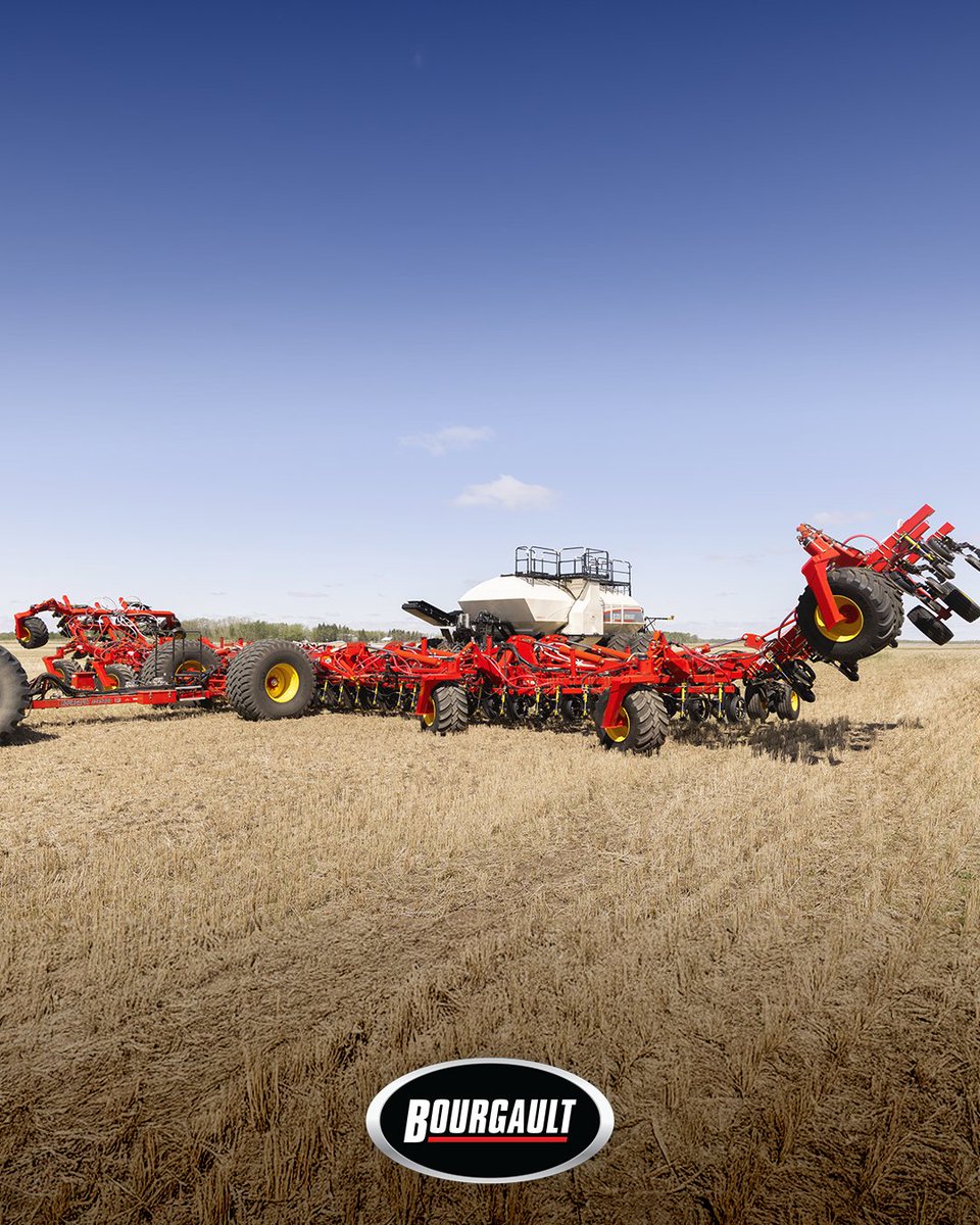 BourgaultAg's tweet photo. After a long winter, the 100' 3545 ParaLink Hoe Drill is stretched out and ready for action.
#seeding2026 #farming #agriculture #bourgault #farm https://t.co/W1RQ5gbRKV