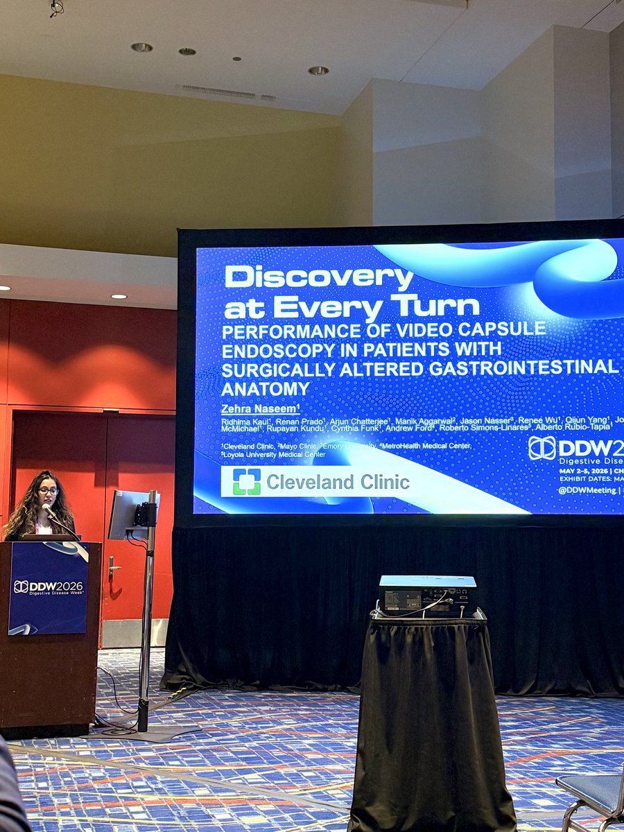 ZehraNaseemMD's tweet photo. Loved presenting our work on video capsule endoscopy in patients with surgically altered GI anatomy and sharing our posters at #DDW2026.

Grateful for the incredible support from my team and mentorship of Dr. Burke and Dr Rubio-Tapia! 

#GITwitter @burkegastrodoc @AmerGastroAssn https://t.co/j0UlvFVTSo