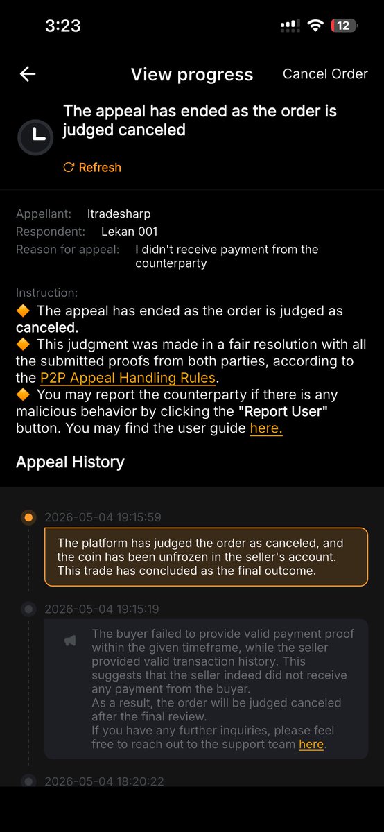 Olamilekan_75's tweet photo. The order number between both parties is 2051301021949136896
Opay confirmed my transaction was successful but Bybit canceled the transaction in favor of the scammer. Those are the screenshots of the review and judgment https://t.co/UYYjqH0ZyB