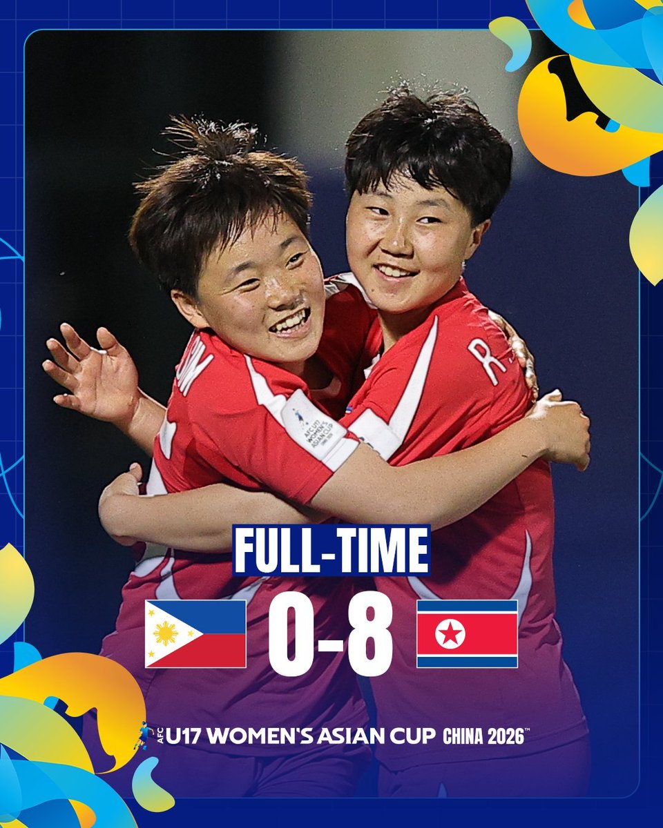 futbolrpdc's tweet photo. VICTORIA.

Gran victoria de nuestra RPDC en la Copa Asiática Sub-17, esta vez goleada 8 a 0 sobre Filipinas.

Con esta victoria la RPDC ha sellado su clasificación a la  siguiente ronda, pero define el liderato del grupo contra Corea del Sur. https://t.co/8T5iQ5wNSv