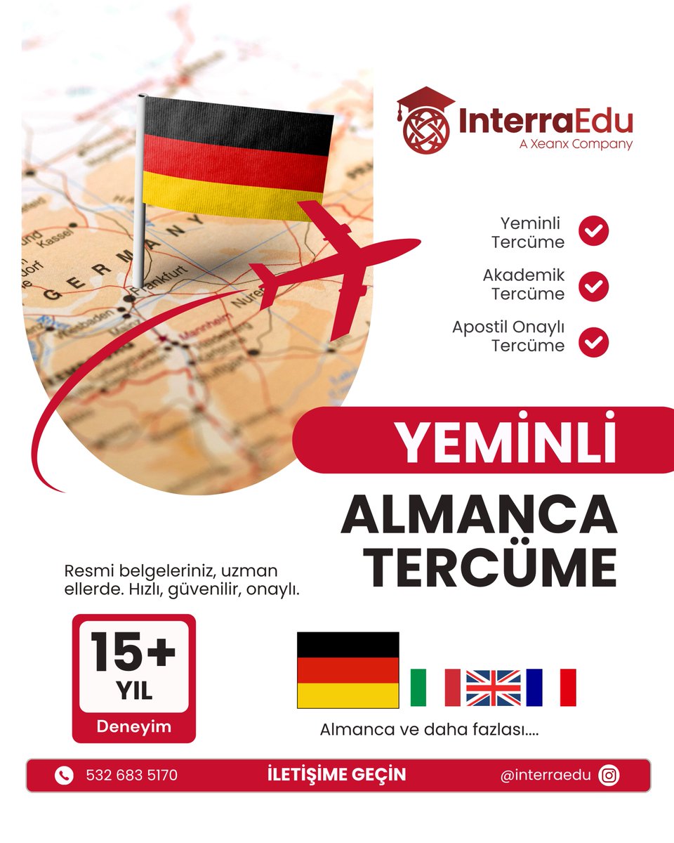 interraedu's tweet photo. Almanca Tercümede 15+ Yıllık Güven! 🇩🇪

Resmi, akademik ve teknik belgeleriniz InterraEdu ile güvende. Yeminli ve apostil onaylı süreçlerinizde profesyonel destek alın.

✅ Yeminli Tercüme ✅ Teknik &amp; Akademik
Detaylı bilgi için DM! 📩
#Almanca #Tercüme #Çeviri https://t.co/0ow72DwWP4
