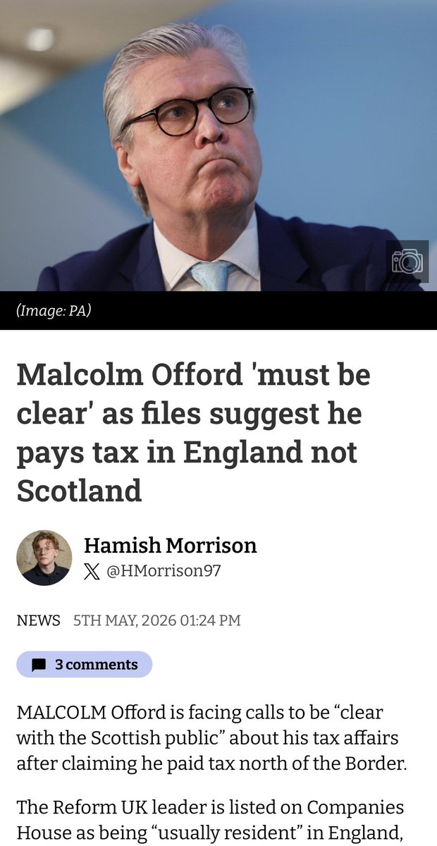 Dear oh dear …. This chancer loves Scotland so much he pays his tax to England 🙄