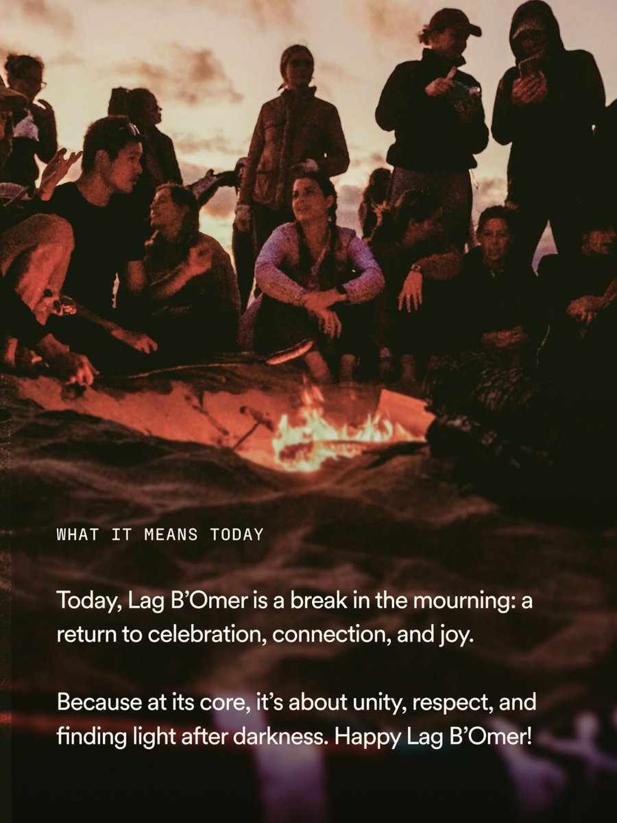 birthright's tweet photo. Tonight we celebrate light, connection, and the spark that brings us together. ✨ From bonfires to late-night laughs, may your Lag BaOmer be filled with warmth, joy, and meaning.

Happy Lag BaOmer. 🇮🇱🔥 https://t.co/gl9Euw4fWo