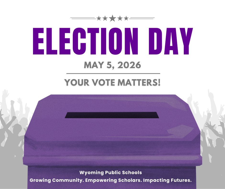 WolvesWps's tweet photo. It’s Election Day!

🗳️ Polls are open 7:00 AM – 8:00 PM
📍 Find your poll location at https://t.co/R2BR8lNOe5

Learn more about the WPS ballot proposal using the link below.
https://t.co/NFPfCwDM4G

#BetterTogetherWPS #WyomingWolves https://t.co/atzfjyIQn8