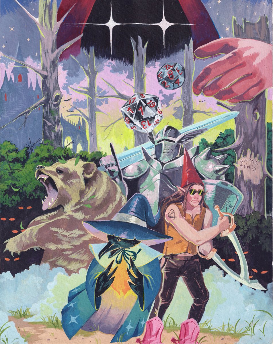 Groupcrit's tweet image. Digging through old work today and pulled up a couple of fun fantasy gouache illustrations✨ #fantasy #illustration